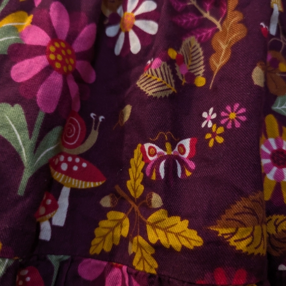 Gymboree Flower Leaf Flannel Tiered Dress - Enchanted Forest, Burgundy, Girls 4T - Picture 5 of 11